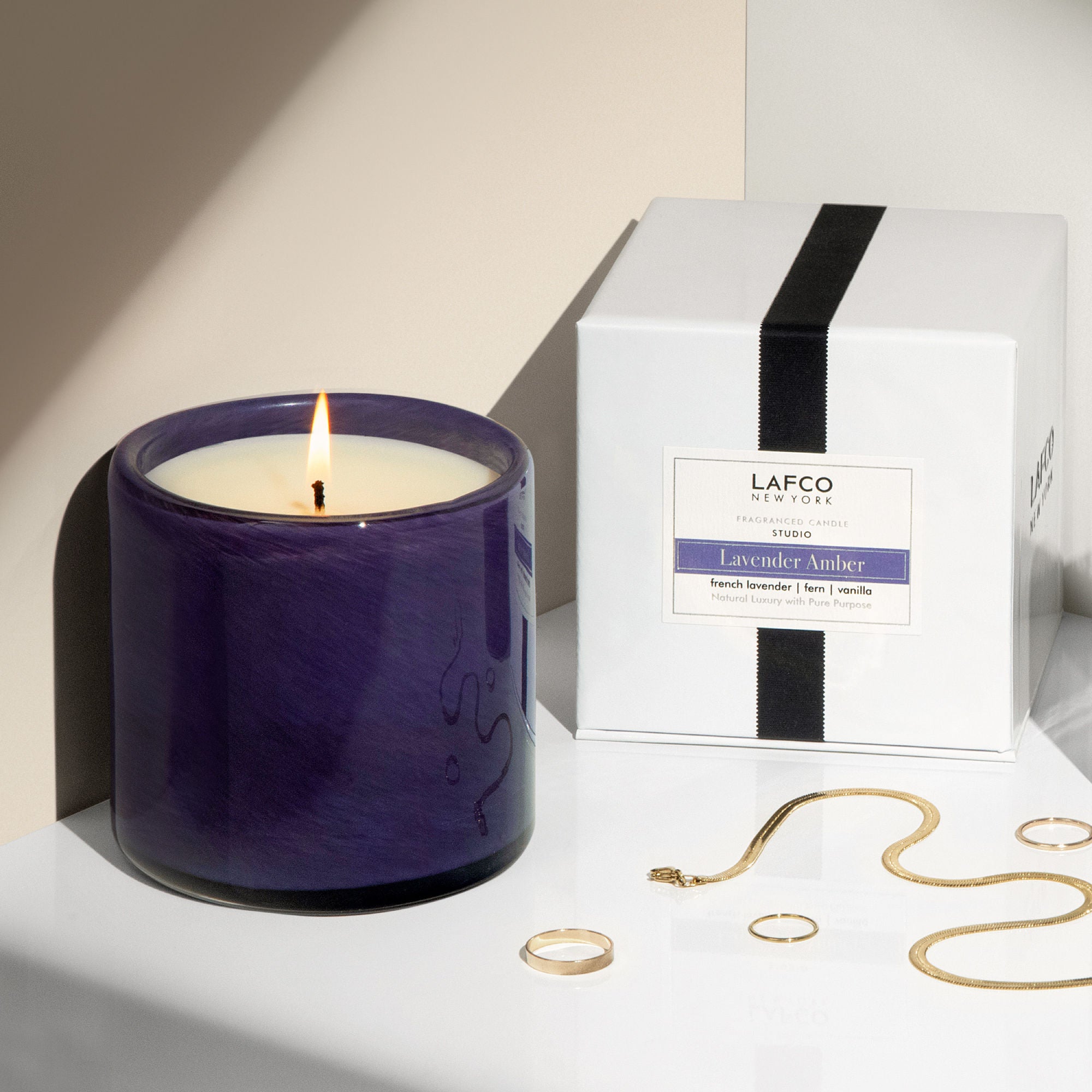 Lavender Amber Signature Scented Candle - Handmade Soy Wax Aromatherapy Candle for Relaxation, Home Decor & Gifts - Perfect for Bedroom, Bathroom & Spa