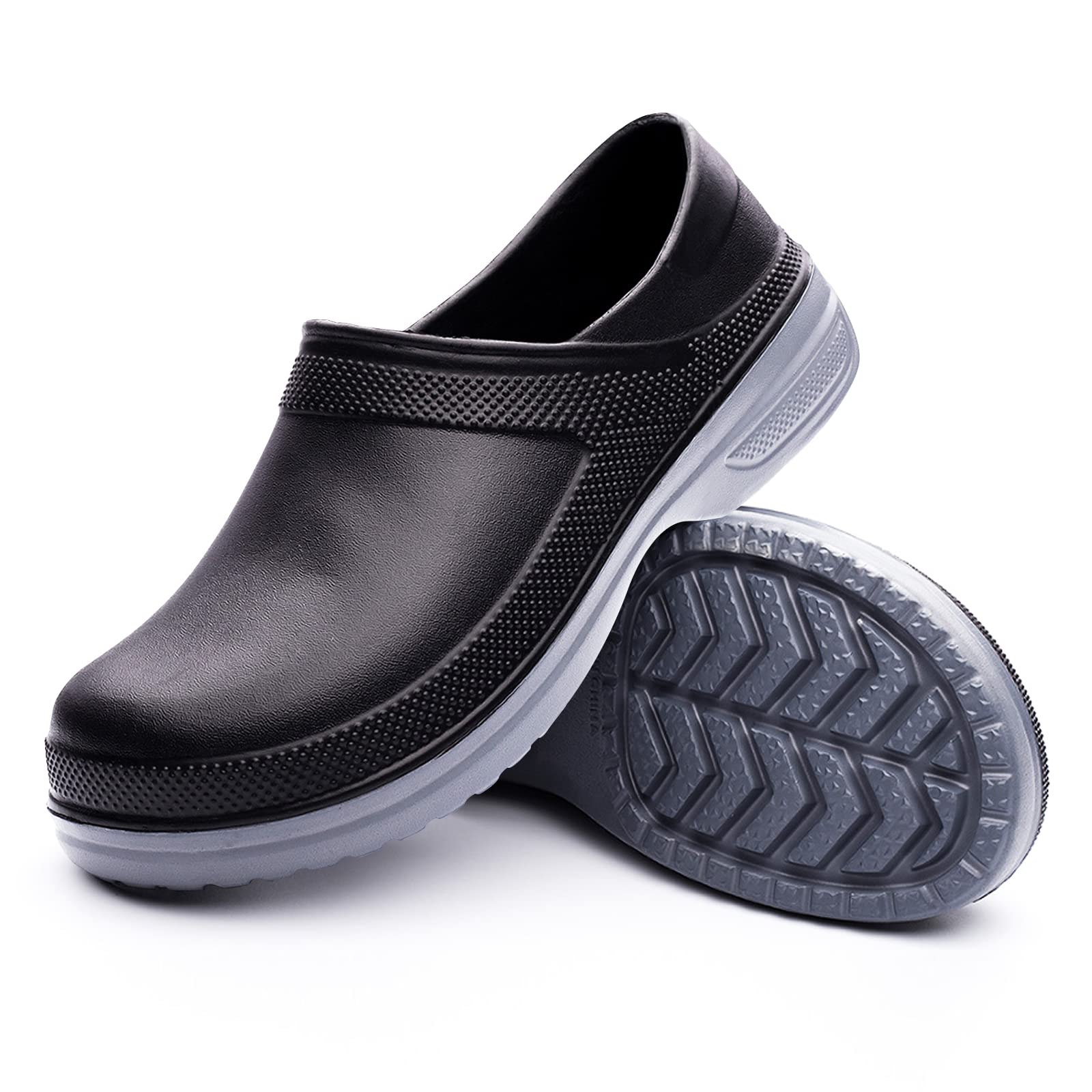 Mnplciea Professional Chef Shoes for Men - Oil Resistant, Waterproof Safety Work Shoes with Non-Slip Sole - Ideal for Nurses, Kitchen Staff & Garden Workers (Indoor/Outdoor Use)