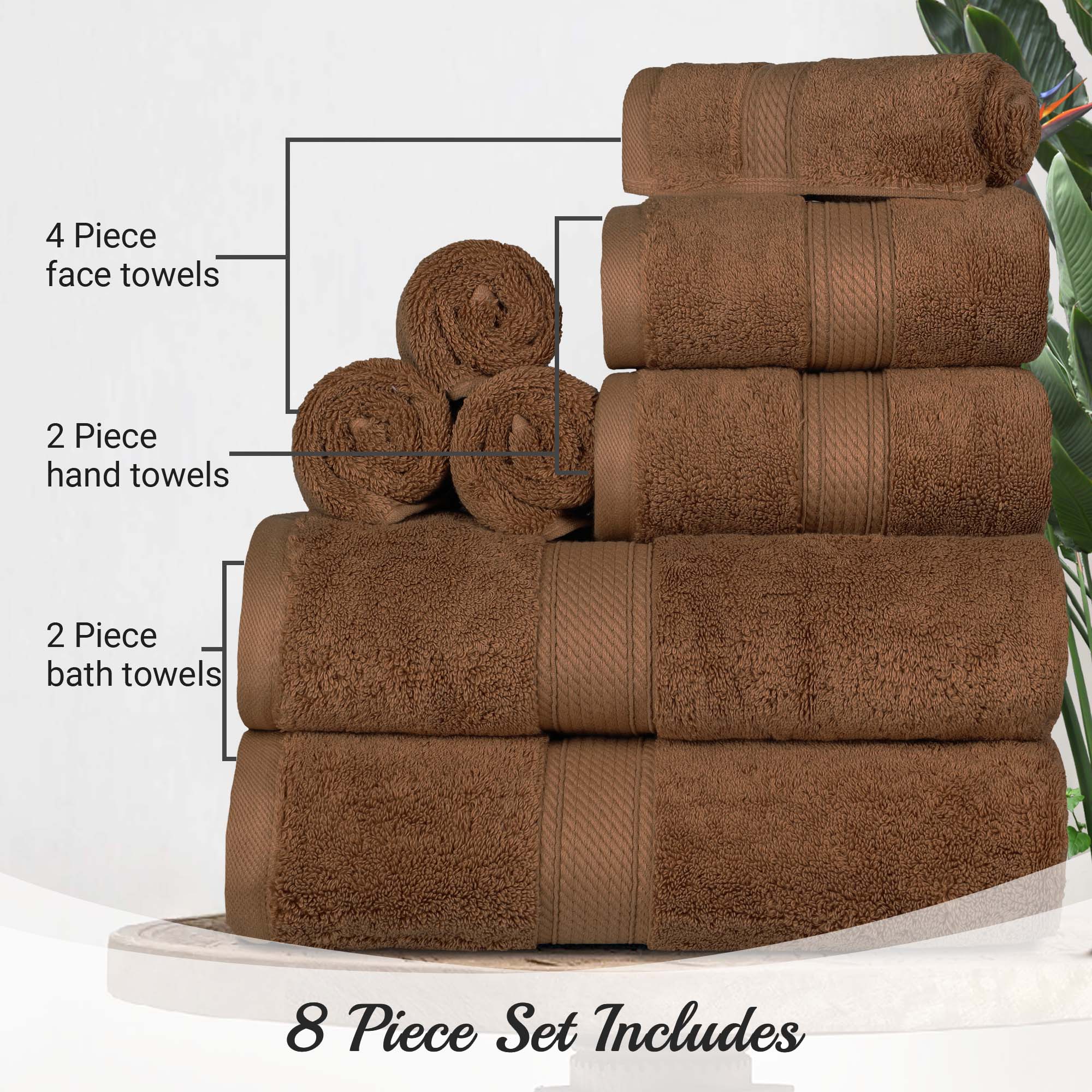 Premium 8-Piece Egyptian Cotton Towel Set - Ultra Soft, Heavyweight & Plush for Bath, Spa & Luxury Home Decor