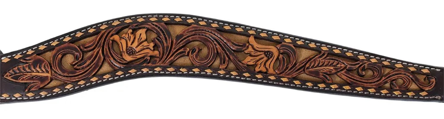 Circle Y Dusty Floral Breast Collar for Horses - Western Full Leather Training Equipment - Perfect for Trail Riding & Rodeo Events