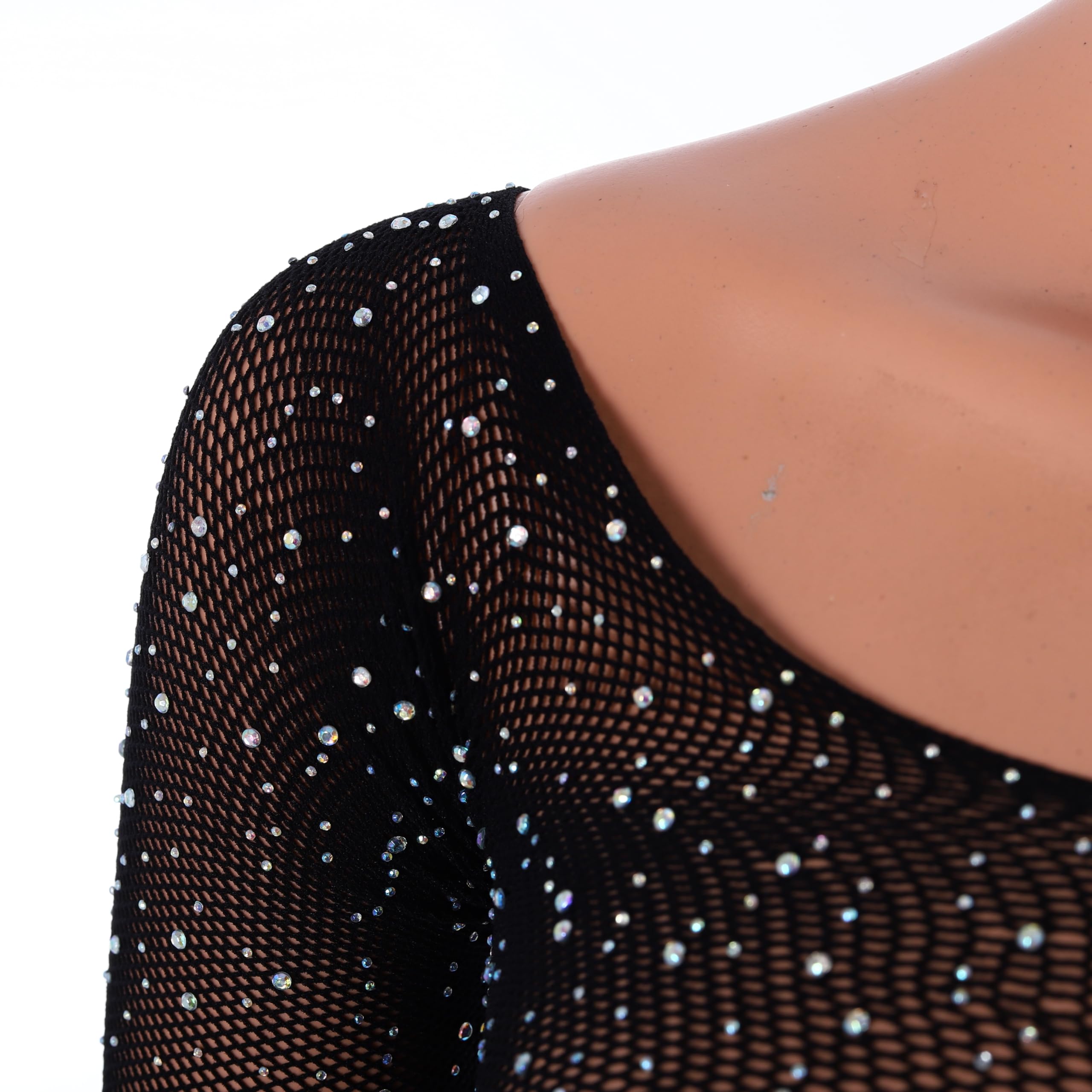 Sexy Rhinestone Fishnet Bodysuit for Women - Sparkling Spider Mesh One Piece Body Stocking | Perfect for Nightclub, Halloween & Boudoir Photography
