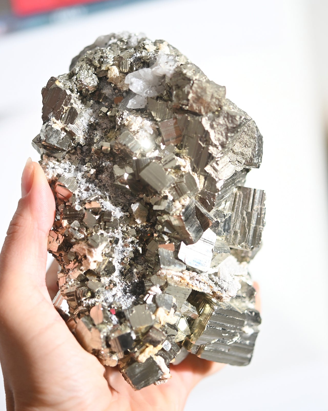 Natural Pyrite Crystal Cluster - 4.3lbs Raw Mineral Specimen for Home Decor, Feng Shui & Crystal Healing | Perfect for Meditation, Office Display & Gift Giving