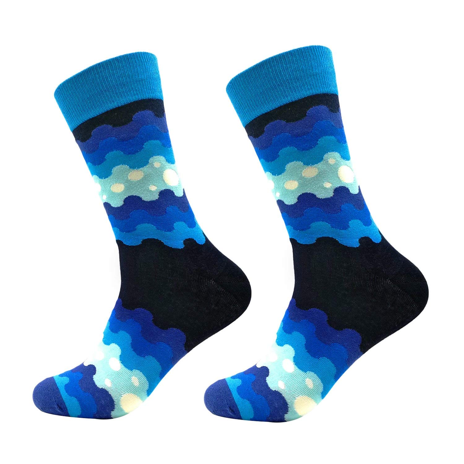 Vibrant Colorful Funky Patterned Crew Socks - Soft Combed Cotton Happy Socks 6-Pack for Women & Men - Perfect for Casual Wear, Gifts, and Fun Outfits