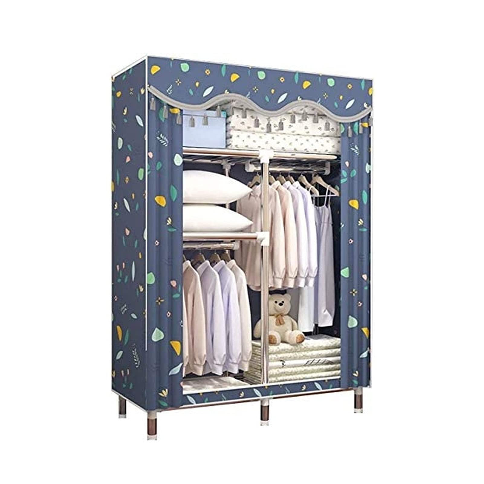 LYLY Portable Wardrobe Closet - Breathable Fabric Hanging Clothes Organizer with Easy Assembly for Bedroom, Dorm & Travel Storage (Color: A) | Perfect for Small Spaces, College Dorms & Temporary Closet Solutions