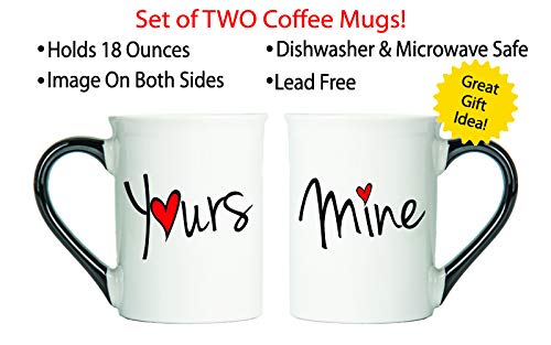 His & Hers Coffee Mugs Set - 16oz Couple Gifts for Valentine's Day & Weddings