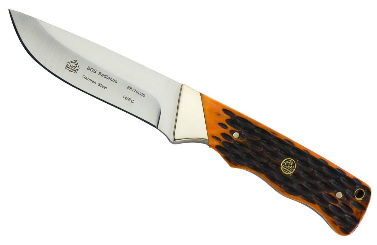 PUMA SGB Badlands Brown Jigged Bone Hunting Knife with Leather Sheath - Outdoor Survival, Camping, Hunting Gear for Men - Durable Fixed Blade Knife for Bushcraft & Tactical Use
