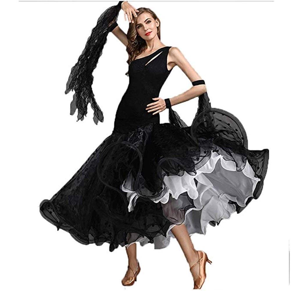 ZJX Modern Dance Skirt - Big Swing Ballroom Waltz Skirt Dress with Pettiskirt for Women | Perfect for Latin, Waltz, Ballet & Performance Costumes