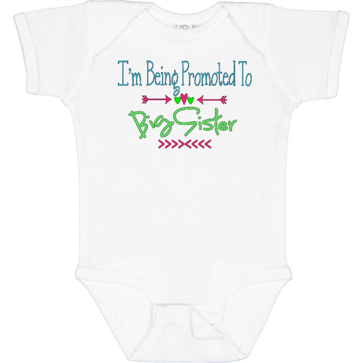 Inktastic 'I'm Being Promoted To Big Sister' Baby Bodysuit - Soft Cotton Onesie for Newborn Announcement & Sibling Gift - Perfect for Gender Reveal, Baby Shower & First Photo Outfits