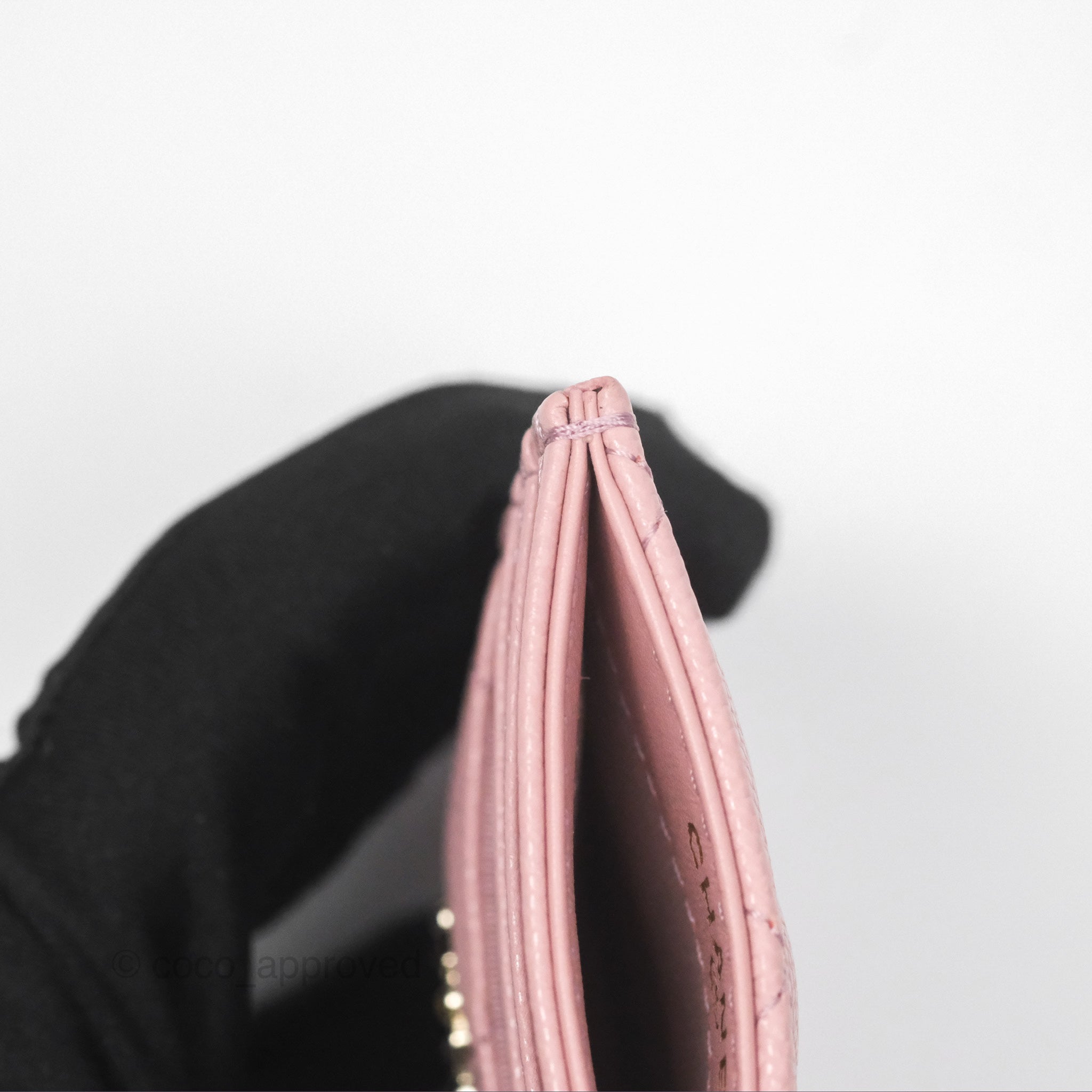 Chanel CC Resin Stone Card Holder in Pink Caviar with 23K Gold Accents - Luxury Compact Wallet for Credit Cards & ID (Perfect for Everyday Use & Gift Giving)
