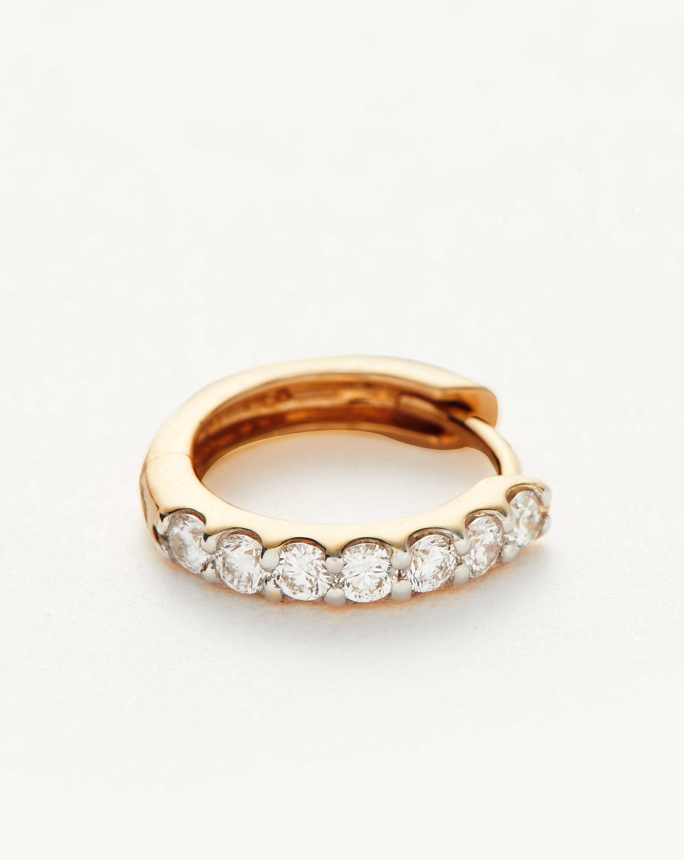 14K Solid Gold Classic Diamond Single Huggie Earrings - Elegant & Timeless Jewelry for Everyday Wear, Gifts & Special Occasions