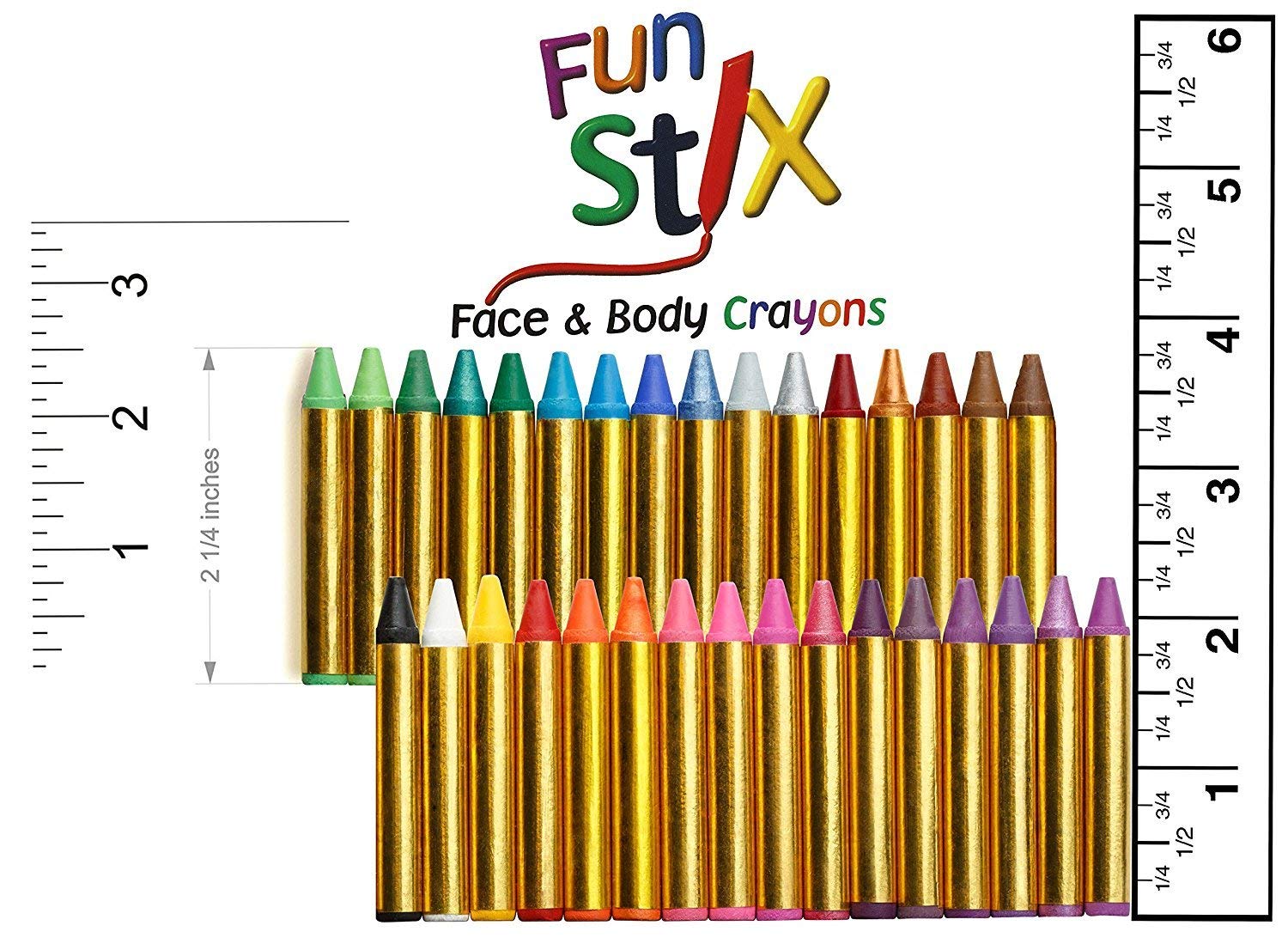 Safe Non-Toxic Face & Body Paint Crayons for Kids & Adults - 32 Color Halloween Makeup Kit | Made in Taiwan | Perfect for Costume Parties, School Events & Festivals