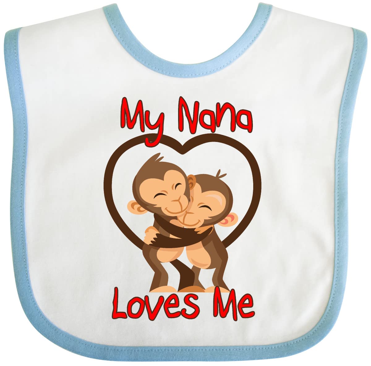 Inktastic My Nana Loves Me Monkey Baby Bib - Cute & Absorbent Infant Feeding Bib for Grandmother's Love - Perfect for Mealtime, Daycare & Photo Shoots