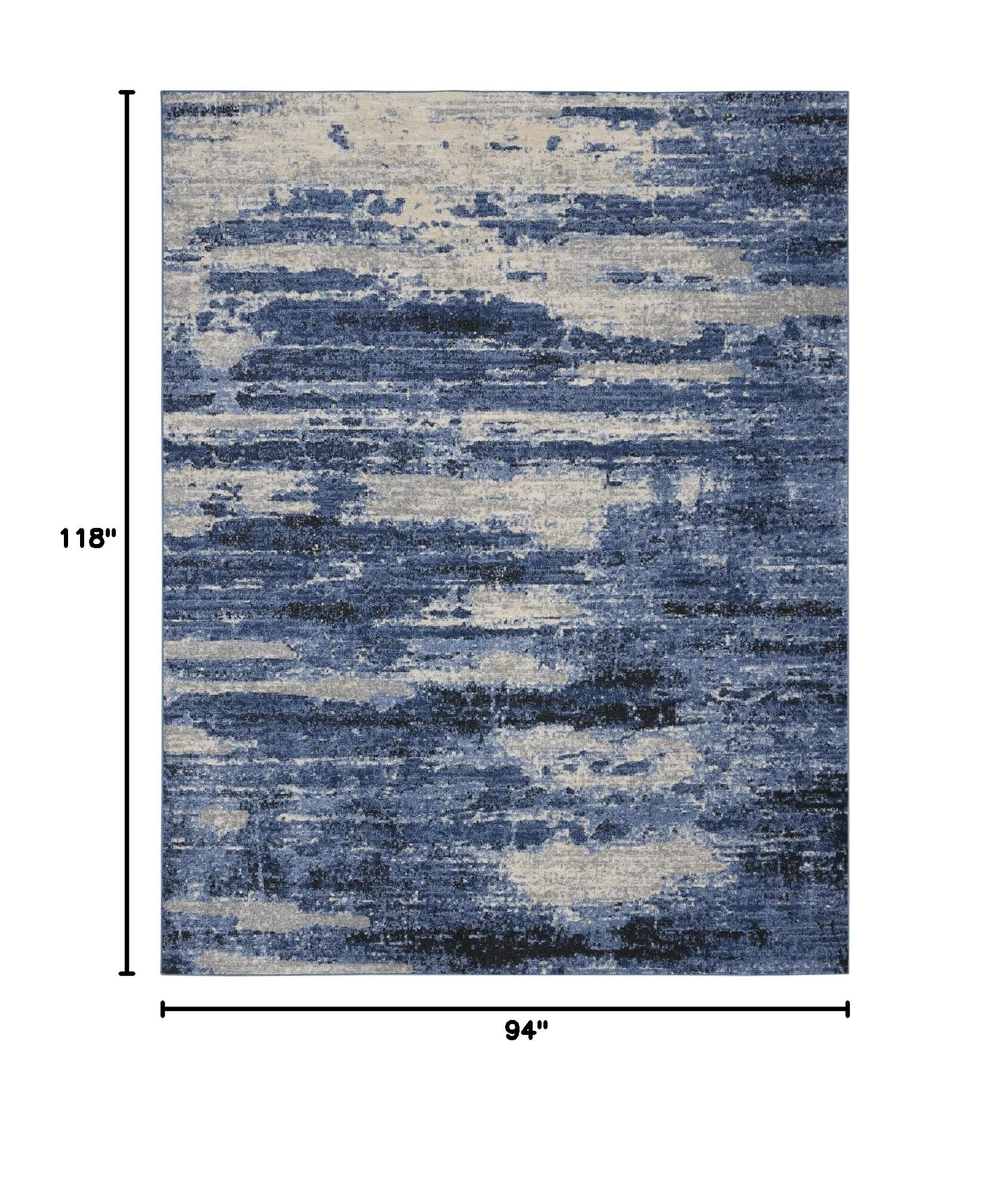 Calvin Klein River Flow Blue/Grey 8x10 Area Rug - Modern Abstract Design, Easy Clean Non-Shedding Carpet for Living Room, Bedroom, Dining Room & Kitchen | Perfect for Contemporary Home Decor & High Traffic Areas