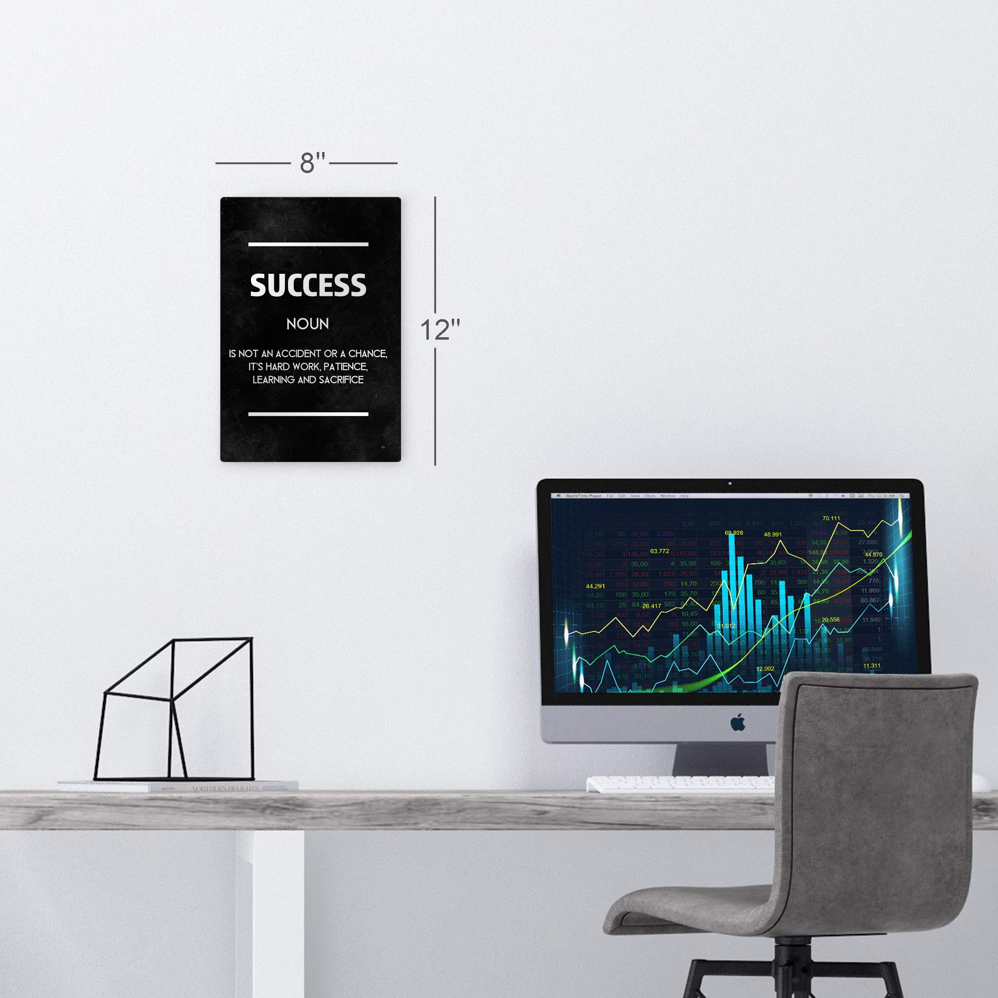 Success Definition Dictionary Black Motivational Metal Wall Art - Inspirational Quote Print for Office & Living Room - Modern Home Decor Gift Ready to Hang (40x30) - Perfect for Entrepreneurs, Graduation Gifts & Workspace Motivation