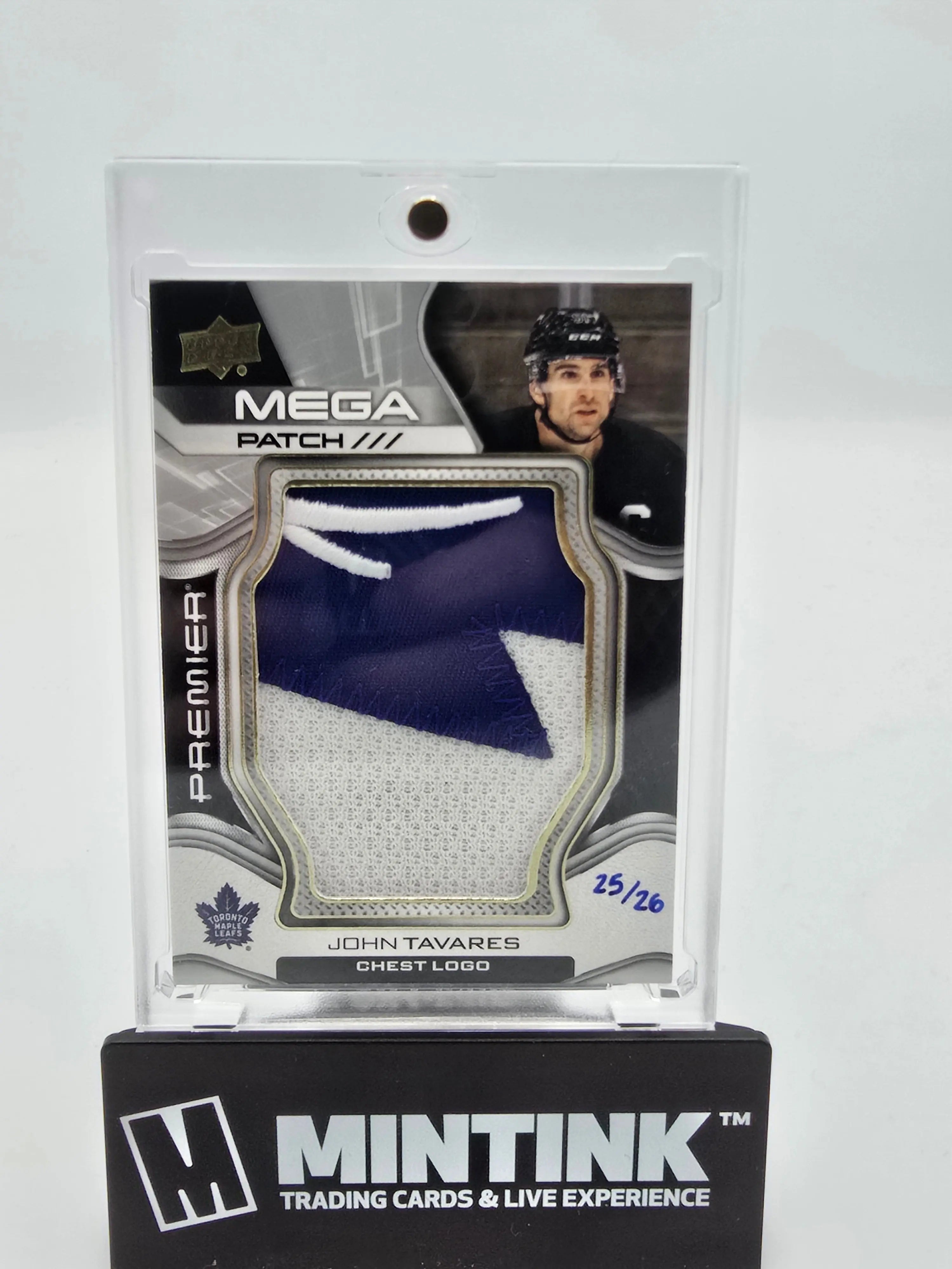 2022-23 Upper Deck Premier Hockey John Tavares Premier Mega Patch Chest Logo /26 - NHL Collectible Trading Card for Fans & Investors - Perfect for Display, Trading, and Memorabilia Collections