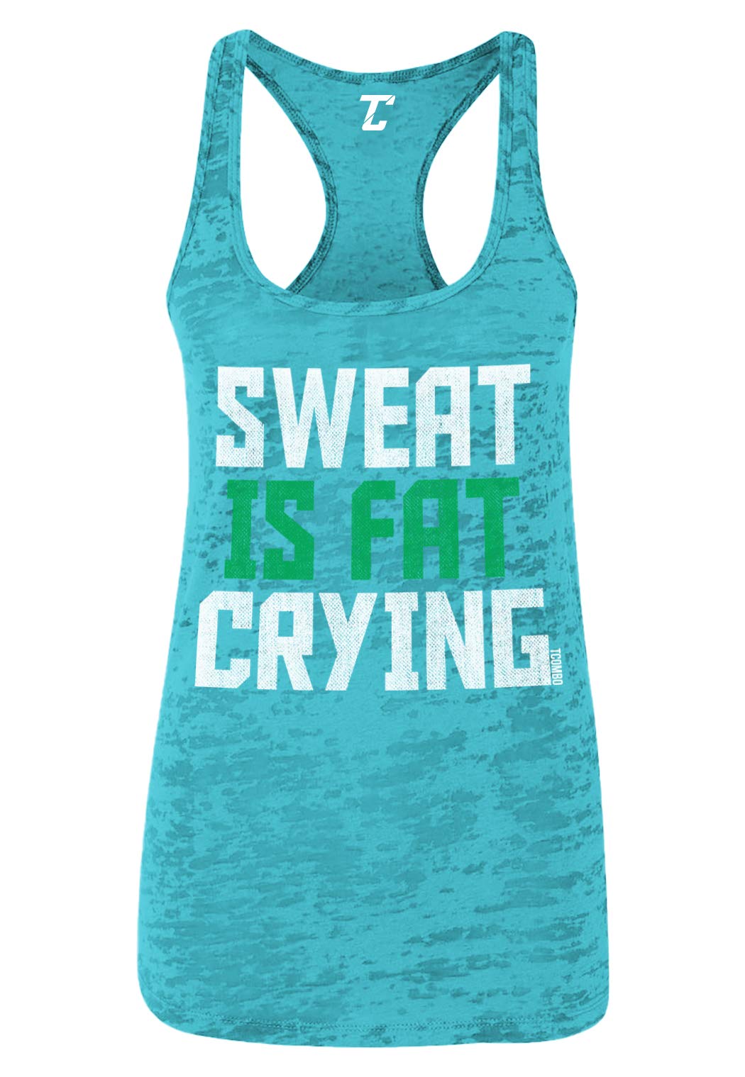 Gym Fitness Racerback Tank Top for Women - Sweat is Fat Crying Motivational Workout Shirt - Perfect for Bodybuilding, Running & Gym Training