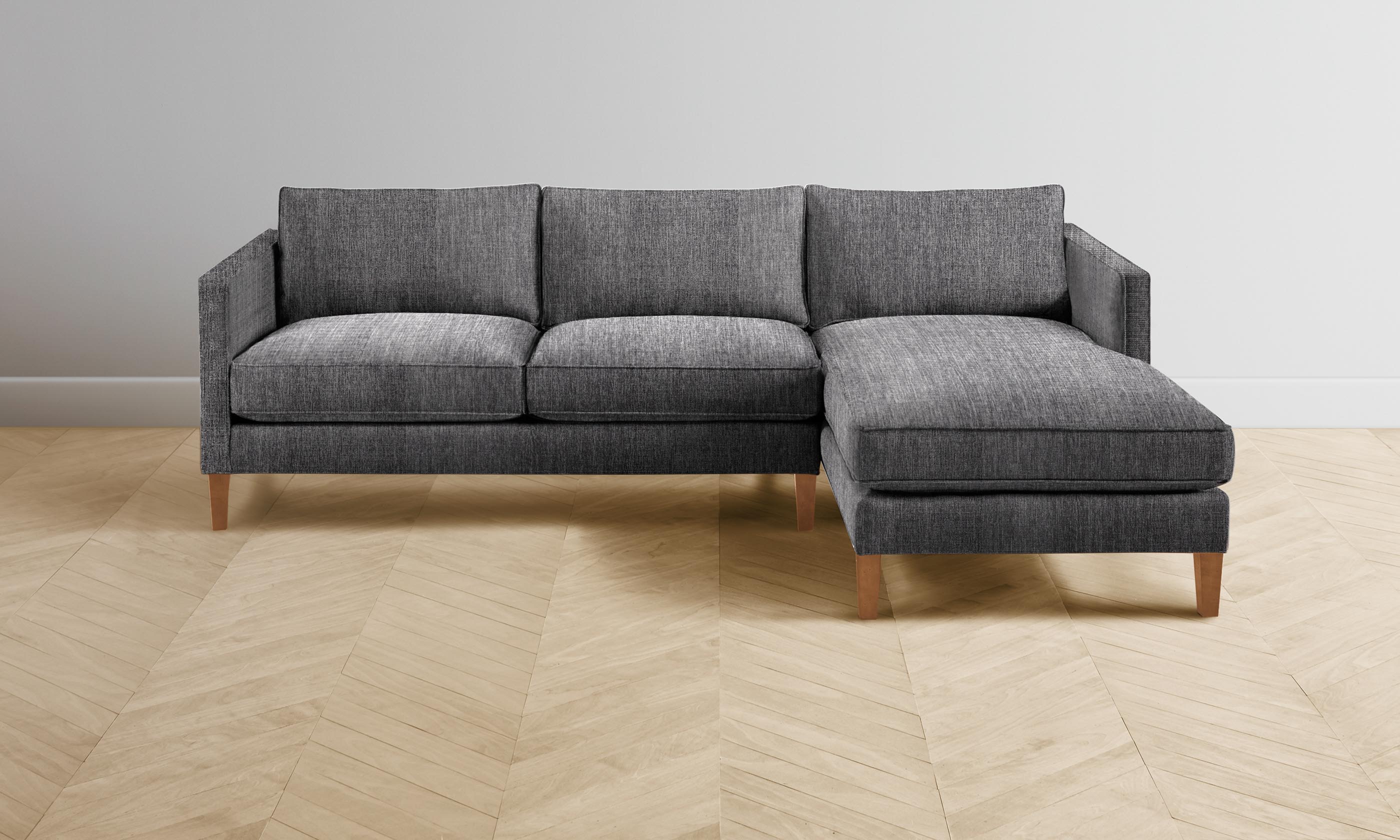 Crosby Sectional Sofa - Performance Tweed Fabric in Smoke Gray - Perfect for Living Room, Family Room & Home Theater Seating