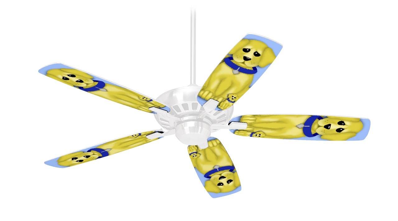 Puppy Dogs on Blue - Ceiling Fan Decal Kit for Most 42 Inch Fans (Fan and Blades Not Included) - Perfect for Kids' Rooms, Nurseries, and Pet-Themed Decor