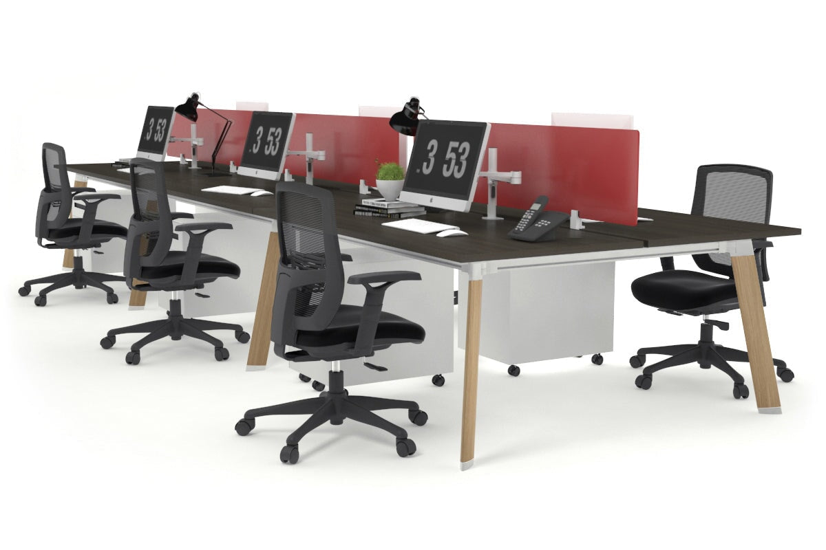 6-Person Wooden Workstation with Cable Management - 1400L x 800W Switch Office Desk for Team Collaboration | Perfect for Open Office Spaces & Conference Rooms
