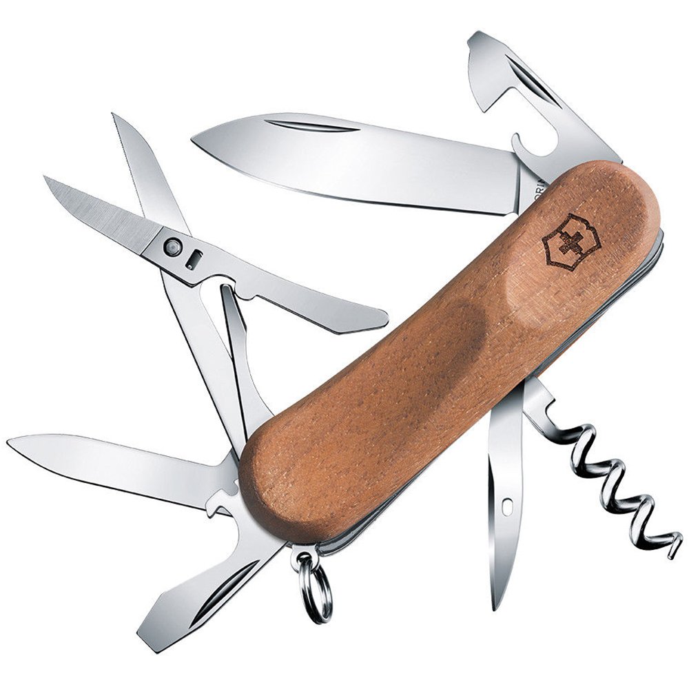 Victorinox EvoWood 14 Swiss Army Knife - Multitool Pocket Knife with Wood Handle for Camping, Hiking & Everyday Carry (EDC)