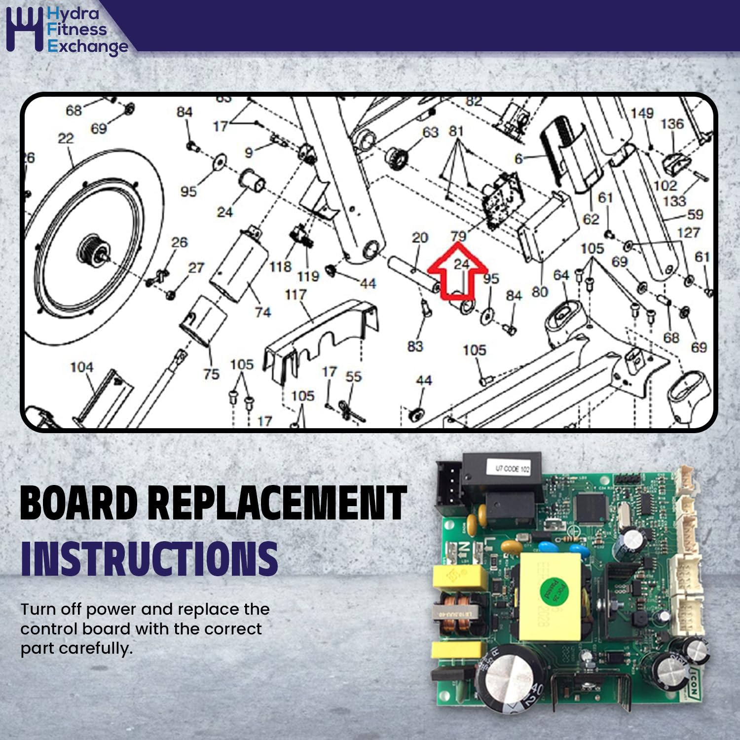 H.F Exchange Lower Motor Control Board Controller 412766 - Compatible with Stationary Exercise Bike Parts - Perfect for Gym Equipment Repair & Home Workout Maintenance