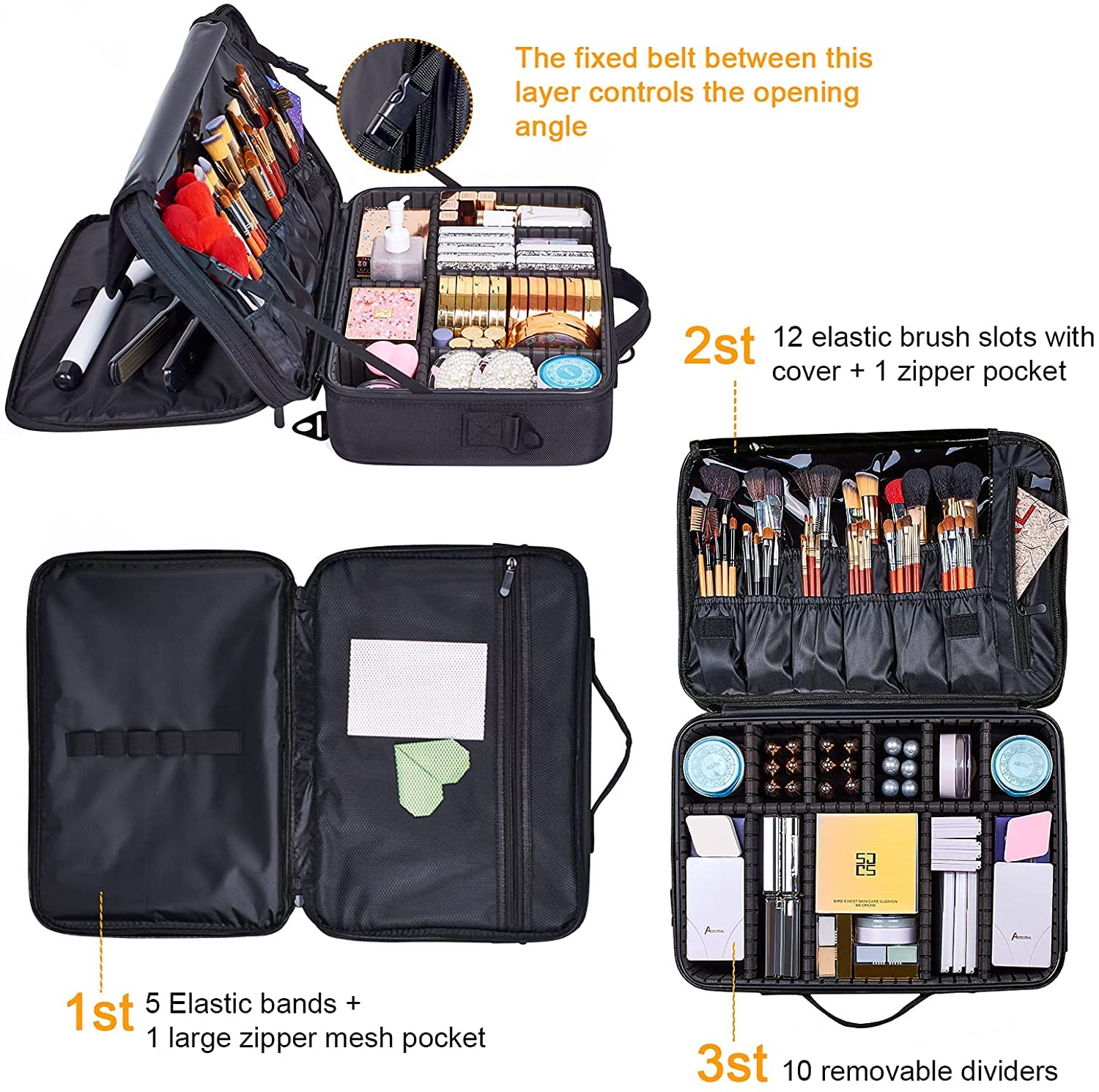 MOHAK Portable Cosmetic Organizer with Shoulder Straps - Multi Functional Makeup Bag for Women & Girls - Travel Cosmetic Case, Home Storage Organizer - Perfect for Travel, Gym, Work & Daily Use