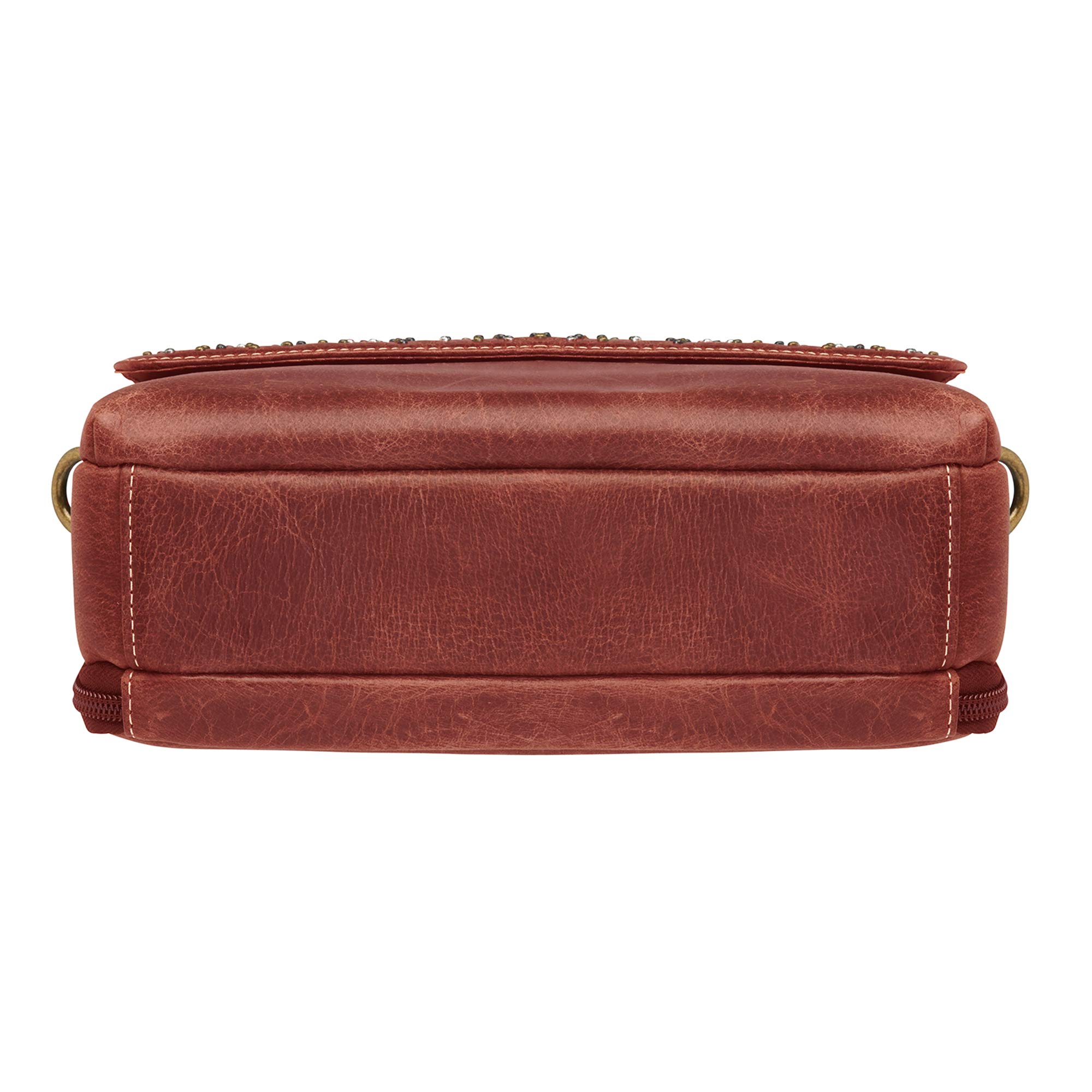 Gun Tote'n Mamas Distressed Buffalo Leather Crossbody Organizer Purse for Women - Stylish & Durable Red Leather Handbag for Concealed Carry, Everyday Use & Outdoor Activities