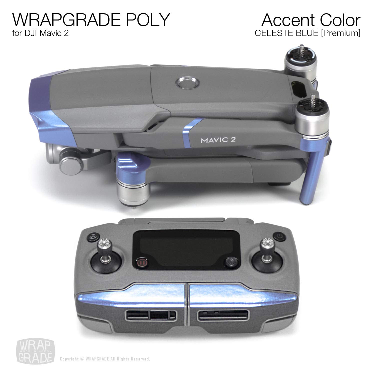 DJI Mavic 2 Poly Skin Wrap - Celeste Blue Protective Cover | Compatible with Mavic 2 Pro/Zoom | Durable Scratch-Resistant Film | Perfect for Outdoor Drone Protection & Customization
