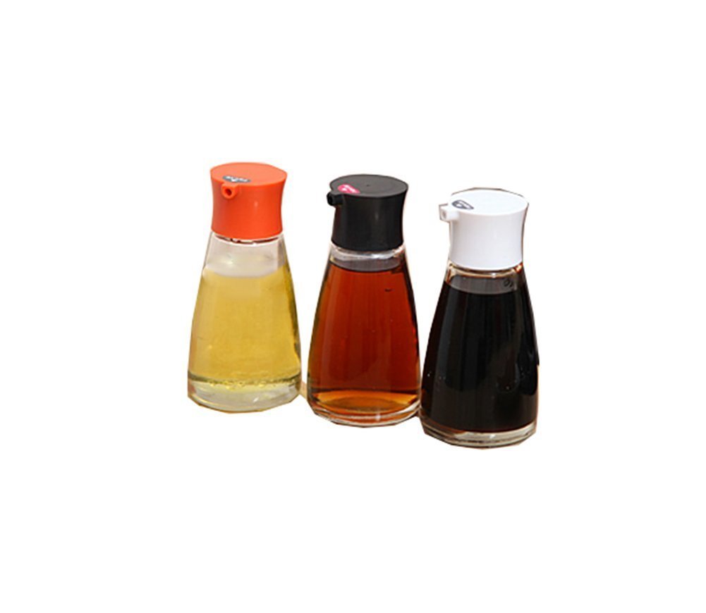 Glass Vinegar and Oil Dispenser Bottle with Black Cap - Kitchen Cruet for Salad Dressing, Cooking Oil & Sauces - Perfect for Restaurants, Home Kitchens & Gourmet Cooking