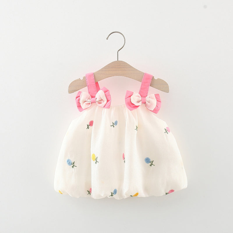 Adorable Baby Girl Floral Sling Bow Dress - Perfect for Photoshoots, Birthday Parties & Special Occasions