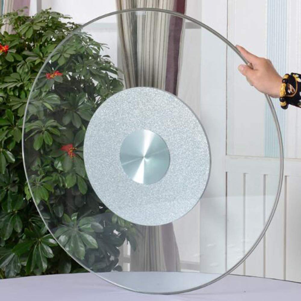 24 Inch Round Rotating Tray - Tempered Glass Lazy Susan Turntable with Silent Metal Base for Dining Table | Smooth Serving Plate, Easy to Clean | Perfect for Family Meals, Buffets & Entertaining Guests