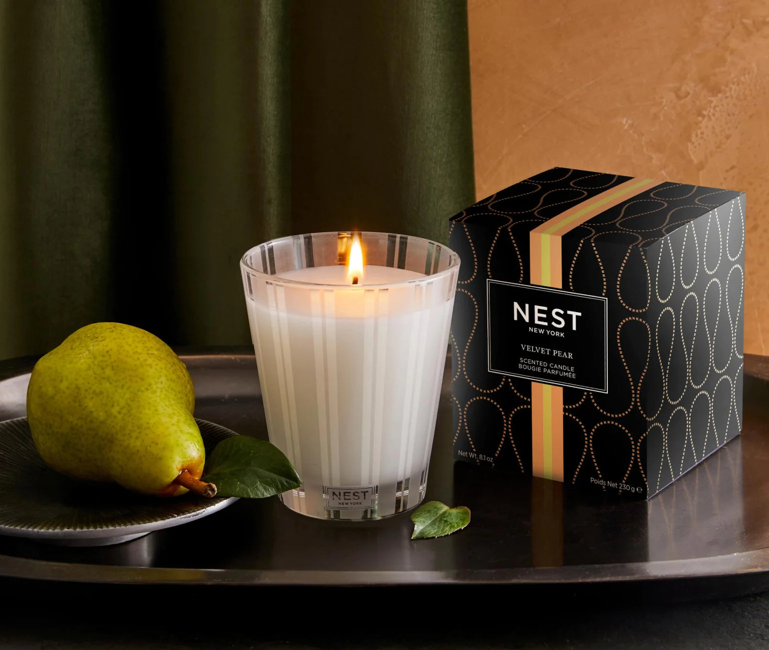 Nest Velvet Pear Scented Candle - Luxury Home Fragrance for Relaxation, Romantic Dinners & Spa Nights