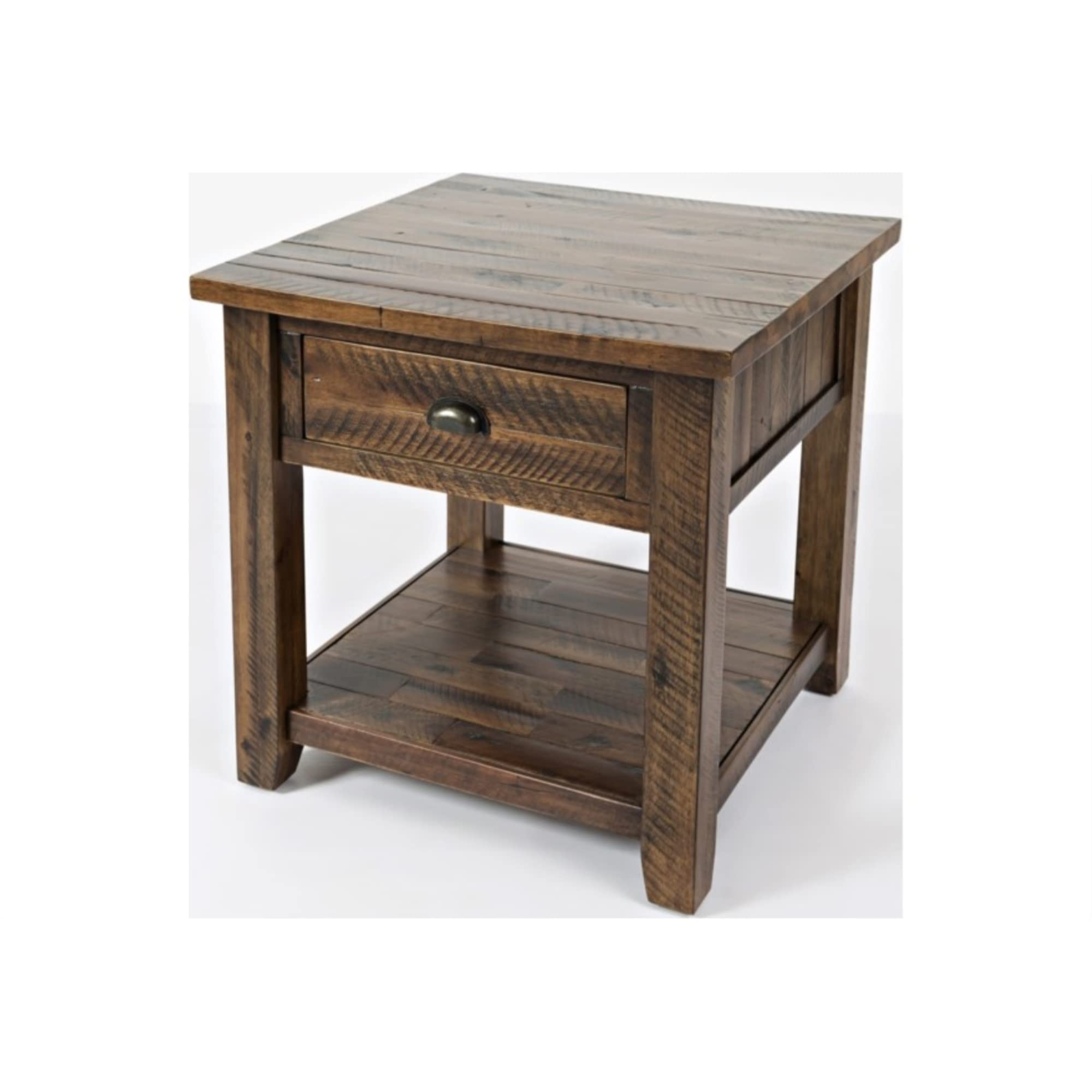 Jofran Inc. Handcrafted Farmhouse Solid Acacia Wood End Table - Perfect for Living Room, Bedroom & Rustic Home Decor