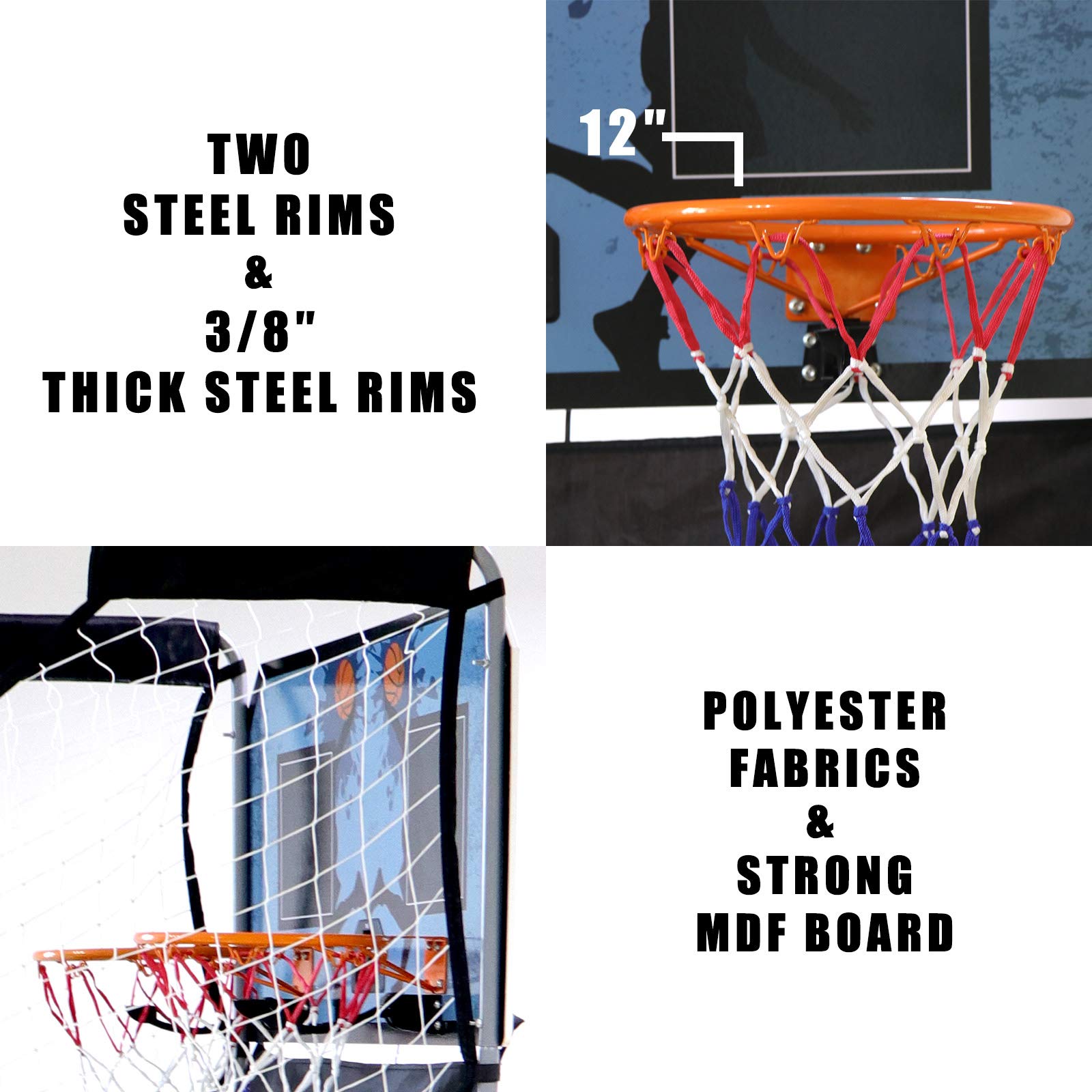 Foldable Indoor Basketball Arcade Game - Double Shot 2 Player with 4 Balls, Electronic Scoreboard & Air Pump | Perfect for Home, Office, and Party Entertainment
