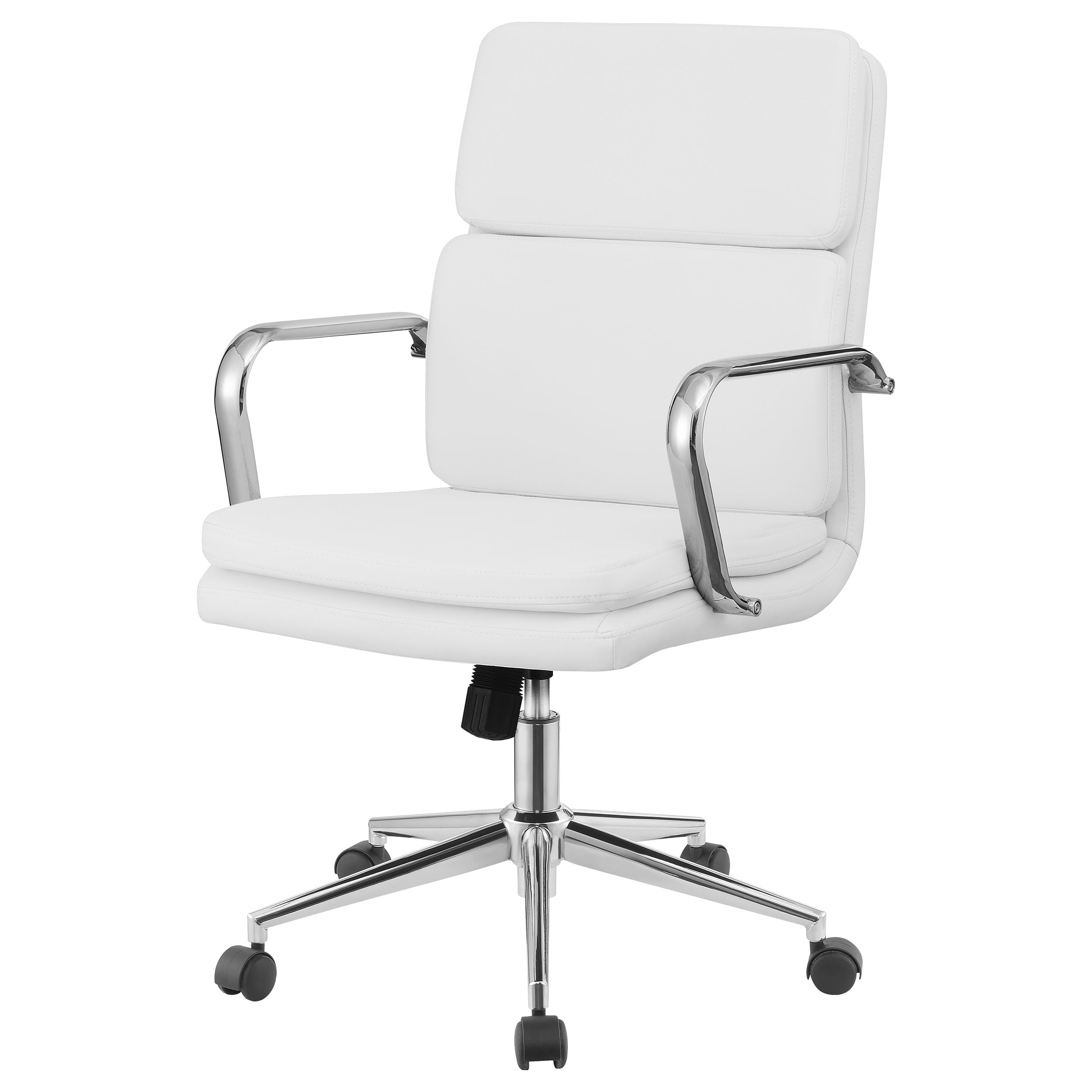 Coaster Furniture 801767 Standard Back Upholstered Office Chair - White & Chrome Ergonomic Desk Chair for Home Office, Computer Workstation & Conference Room