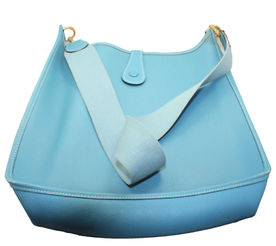 Authentic Hermes Evelyne GM Handbag in Blue Jean Clemence Leather - Luxury Tote for Women, Perfect for Work, Travel & Everyday Use