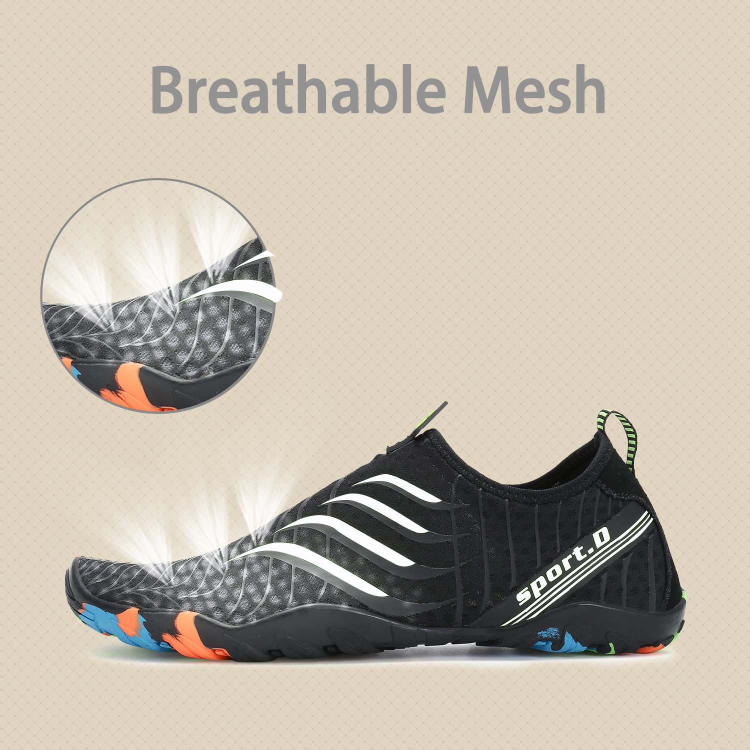 **Mens & Womens Water Shoes - Quick Dry Aqua Swim Shoes for Beach, Diving, Surfing, Kayaking, Yoga & Water Sports - Barefoot Comfort for Outdoor Activities**