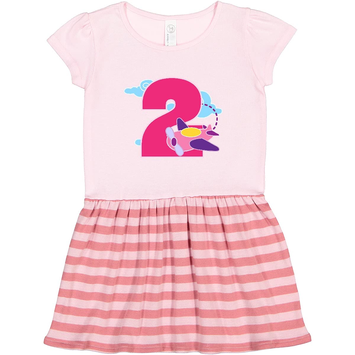 Inktastic 2nd Birthday Airplane Girls Pilot Toddler Dress - Cute 2 Year Old Outfit for Birthday Party, Aviation Theme Celebration & Photo Shoots