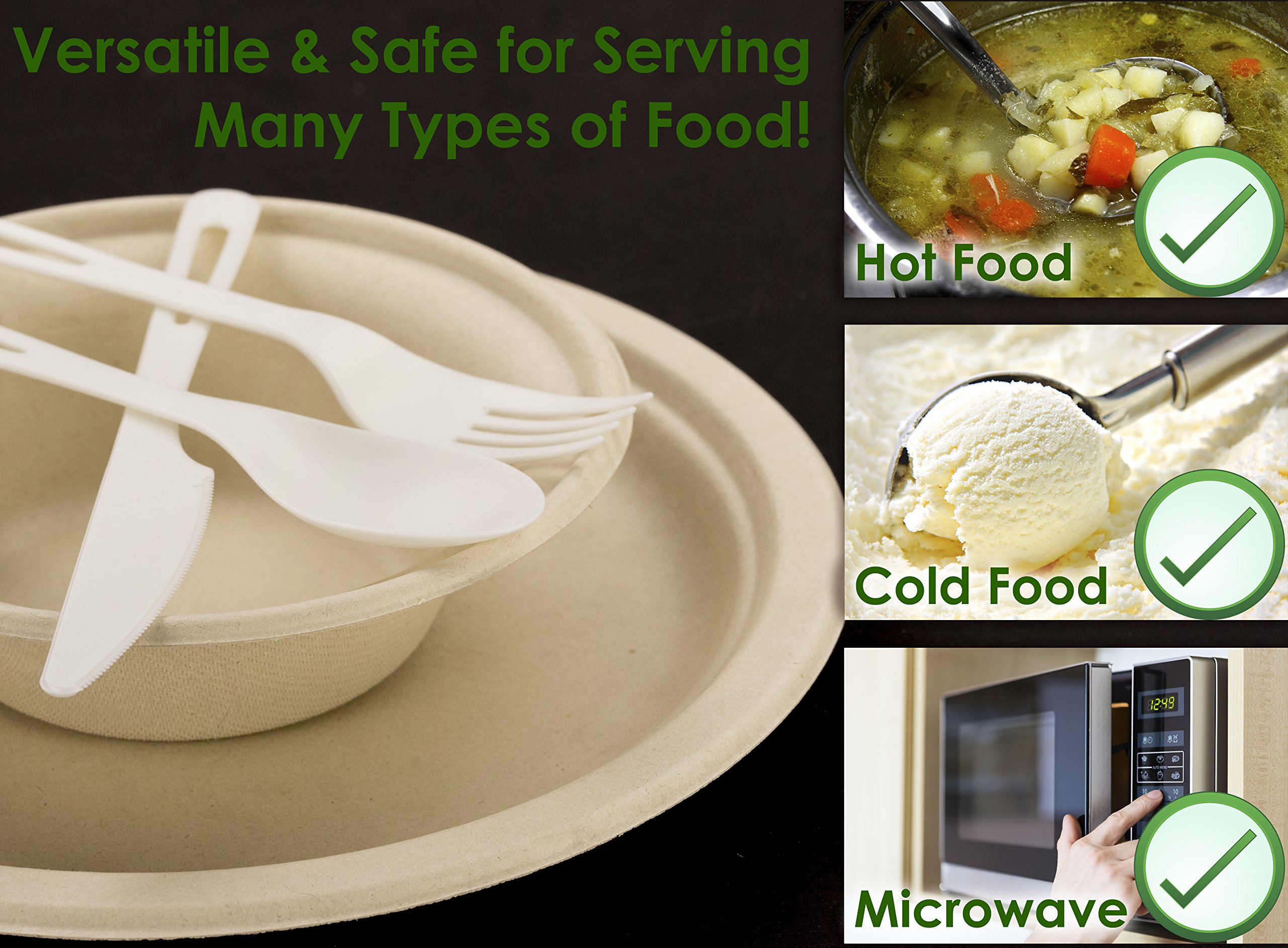 Eco-Friendly 9 Inch Biodegradable Wheat Straw Plates - 25 Pack | Certified Compostable, Microwave Safe, Gluten-Free | Perfect for Parties, Picnics & Sustainable Dining