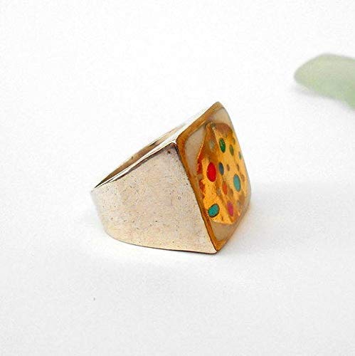 Chunky Statement Ring for Women - Colorful Polymer & Gold Plated Sterling Silver - Handmade Boho Jewelry Gift - Perfect for Parties, Weddings & Everyday Fashion Accessories