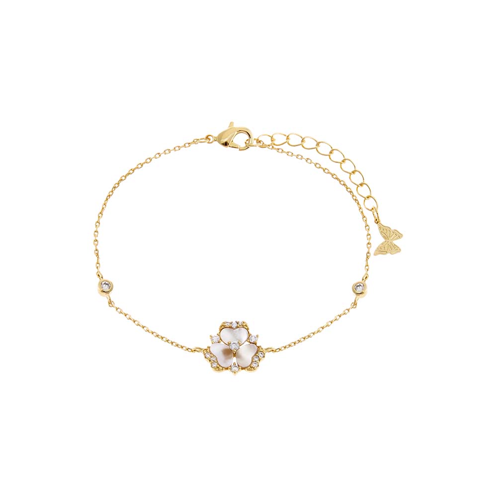 Elegant Pave Stone Flower Bezel Bracelet for Women - Dainty Floral Jewelry Gift for Birthday, Anniversary & Special Occasions