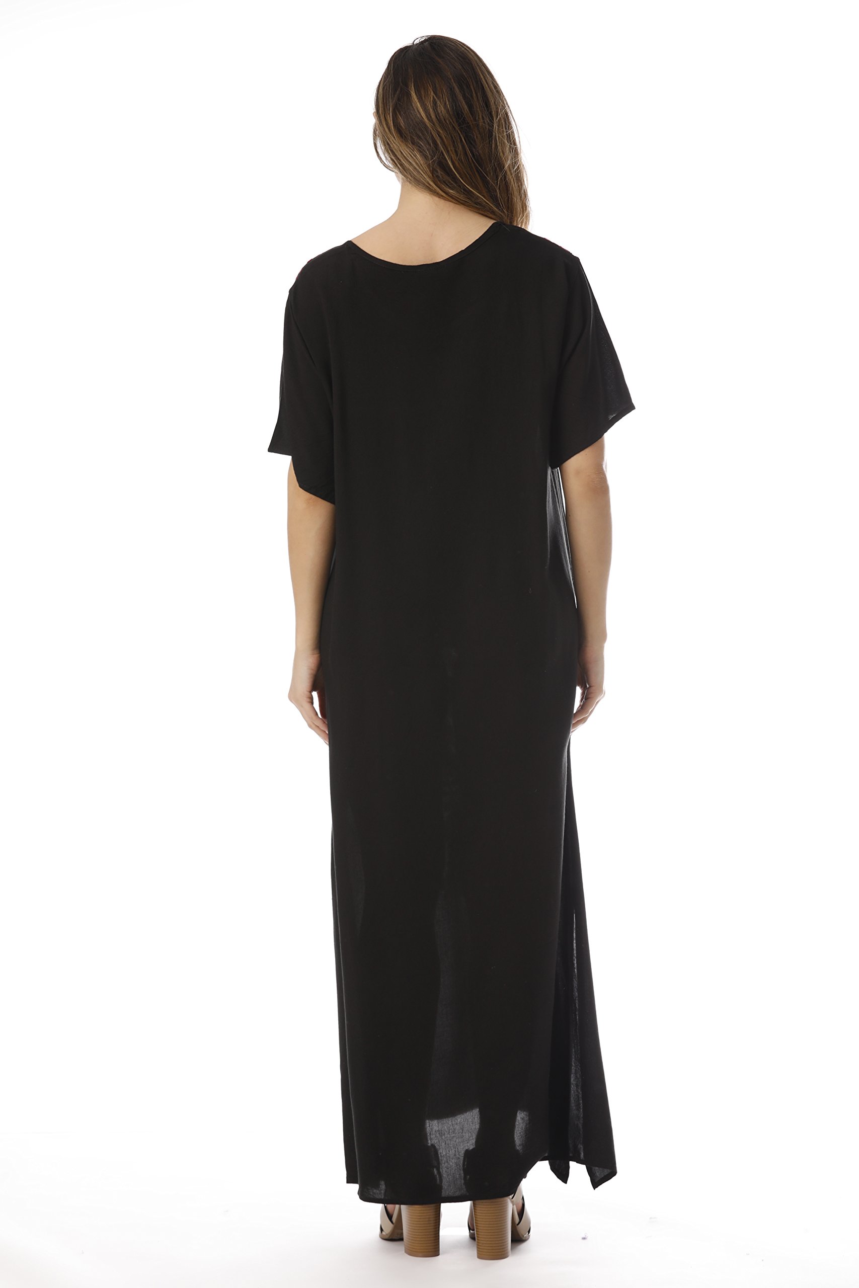 Mexican Embroidered Maxi Dress with Slits - Beach & Party Wear