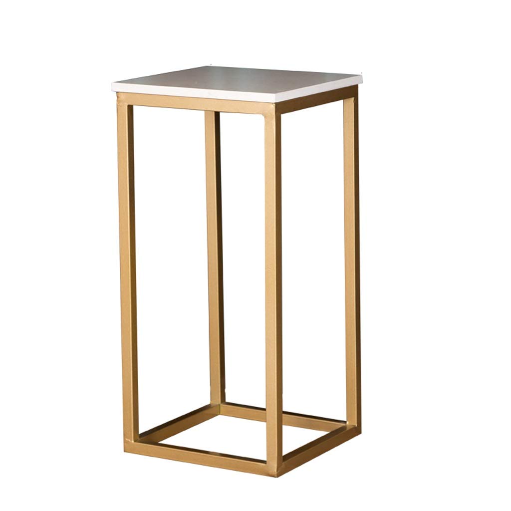 CSQ Marble Top Metal Flower Stand - Indoor Outdoor Square Plant Shelf, Multi-Functional Patio Furniture & Plant Container Accessories (30x30x61cm) - Perfect for Living Room, Balcony, Garden Decor