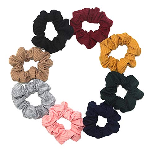 DIABO 8-Pack Cotton Hair Scrunchies - Soft Elastic Hair Ties for Women & Girls, Gentle No-Slip Hair Bands (Assorted Colors) | Perfect for Workouts, Office, School & Everyday Hair Styling