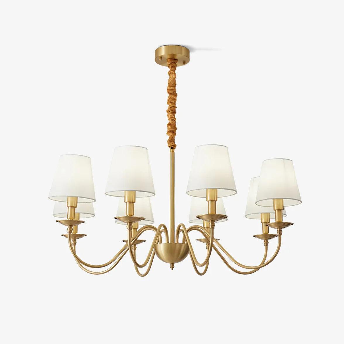Vintage Gold Chandelier with Multi-Light White Shades - Elegant Ceiling Lighting for Dining Room, Bedroom, or Living Room