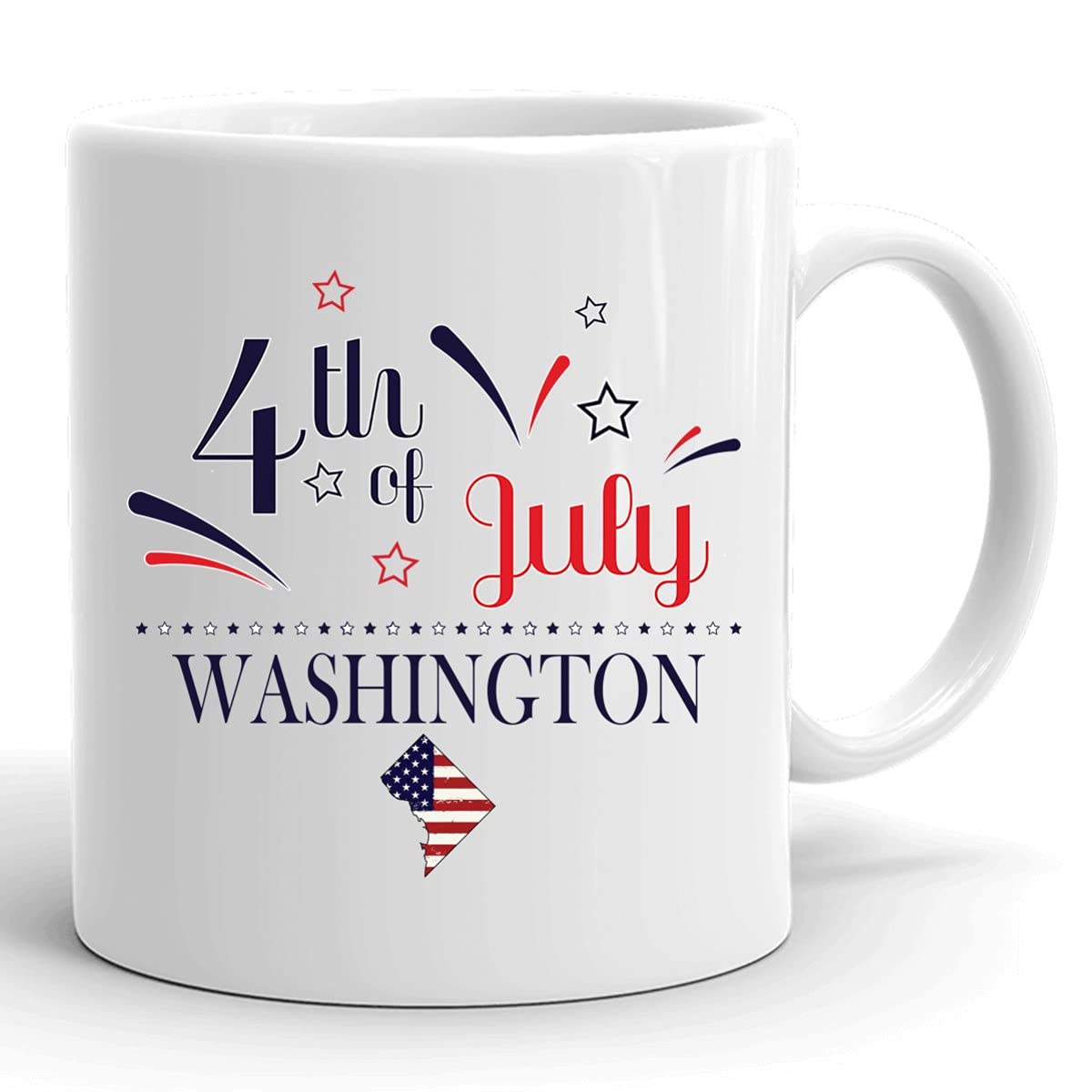 Personalized 11oz White Coffee Mug - Custom USA Flag Design with Any City & State - Happy 4th of July Gift for Washington DC - Perfect for Independence Day Celebrations, Office Use & Home Decor