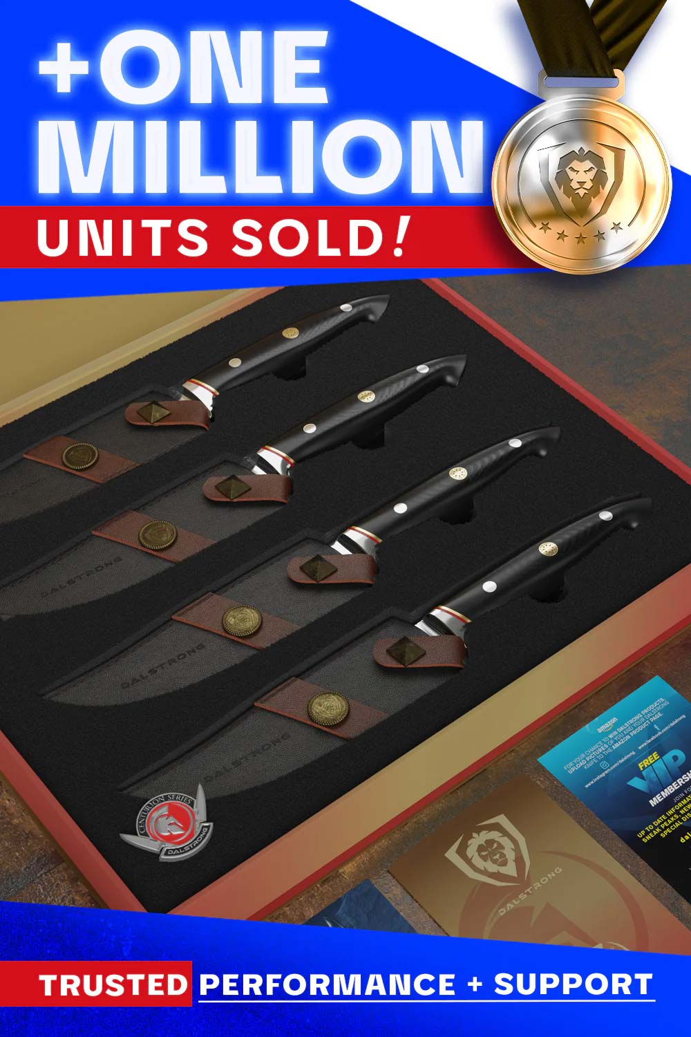 Premium Dalstrong Steak Knife Set - 4 Piece with 5 Blade Centurion Series - High-Quality Stainless Steel Knives for Perfect Steak Cutting - Ideal for Home Kitchens, BBQ Parties & Fine Dining