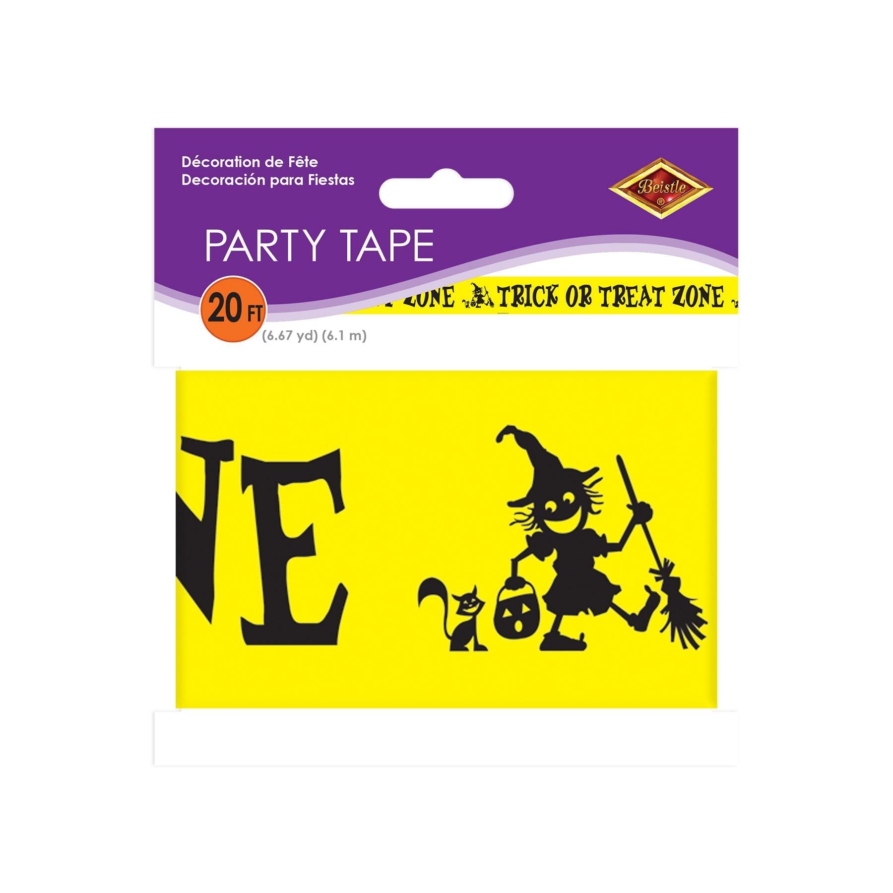 12 Pack Beistle Halloween Trick Or Treat Zone Party Tape - 20 ft Roll - Perfect for Halloween Decorations, Party Streamers & Spooky Home Decor