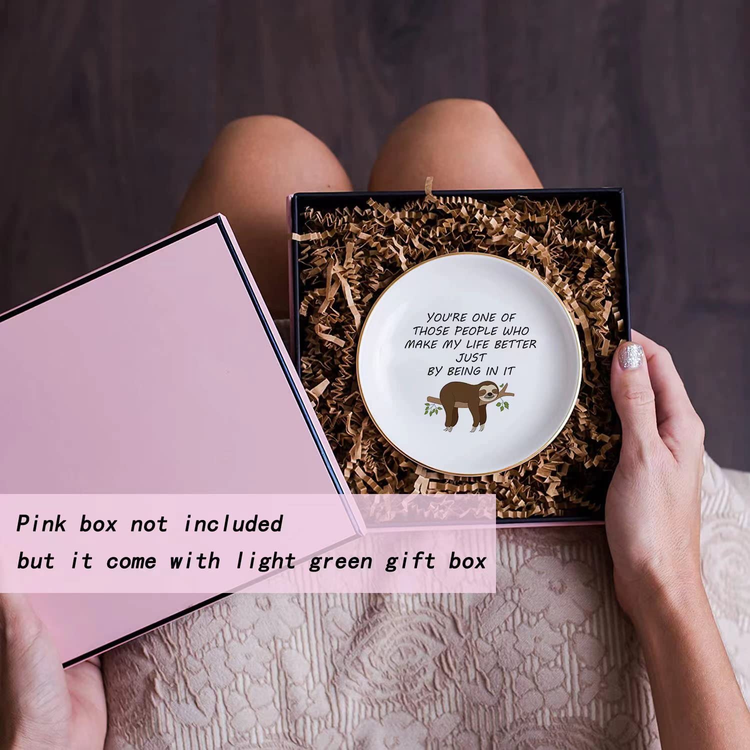 Sloth Jewelry Dish for Women - Elegant Ring Holder & Decorative Trinket Tray - Perfect Gift for Mom, Sister, Friend - Mother's Day, Birthday, Wedding, Christmas Present - Ideal for Bedroom Vanity, Bathroom Counter, or Dresser Organizer
