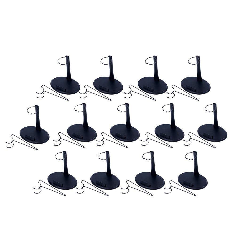 13 PCS 12 Inch Plastic Doll Stands - 1/6 Scale U & Ring Shape Action Figure Display Base for Collectible Figures (Black) - Perfect for Toy Photography, Figure Storage & Collection Showcase